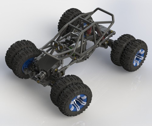 3D-Printed Dual Wheel R/C Micro Rock Crawler