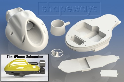 3D-Printed Parts that Make Up the iPhone Submarine
