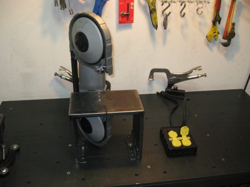 Portable Band Saw Unit is Plugged into an Extension Cord On/Off Switch