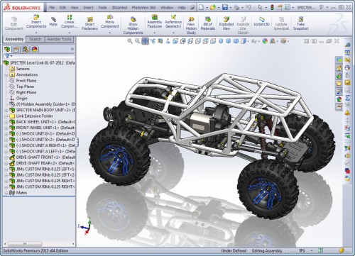 Micro Rock Crawler Prototype shown in SolidWorks CAD Software